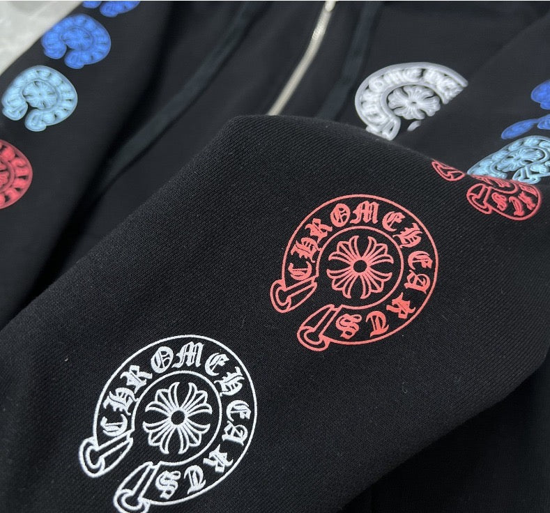 Chrome Hearts Branded White and Black Zipper hoodie
