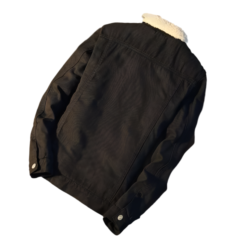 Men's thick warm lamb fleece denim jacket
