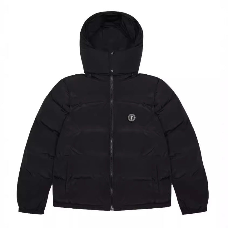 Red logo Trapstar Hooded puffer jacket