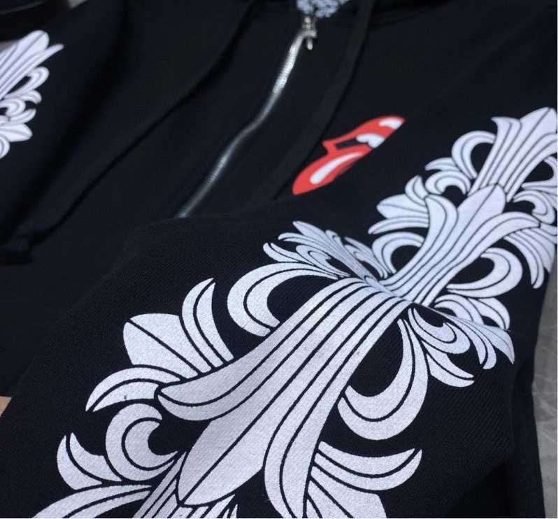 Chromehearts Matty Boys Smiley Black Zipper Up hoodie