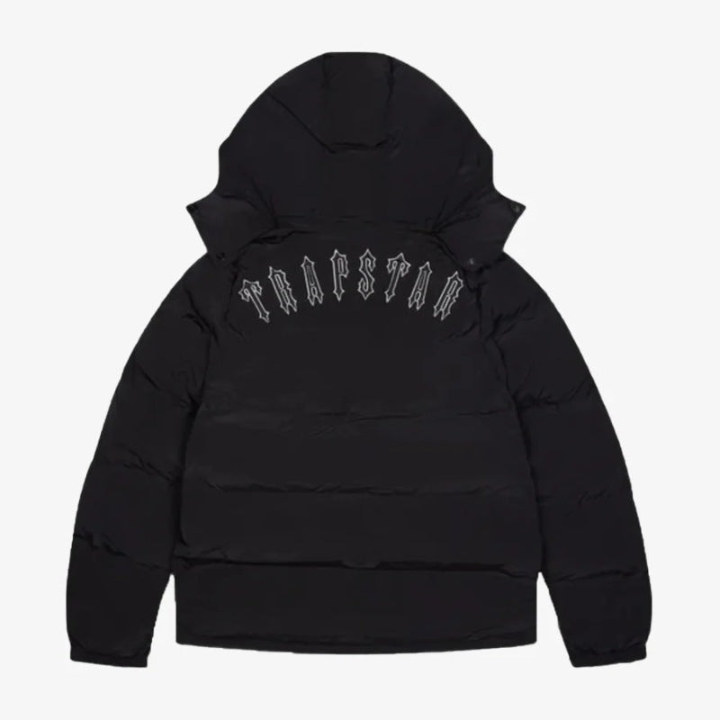 Red logo Trapstar Hooded puffer jacket