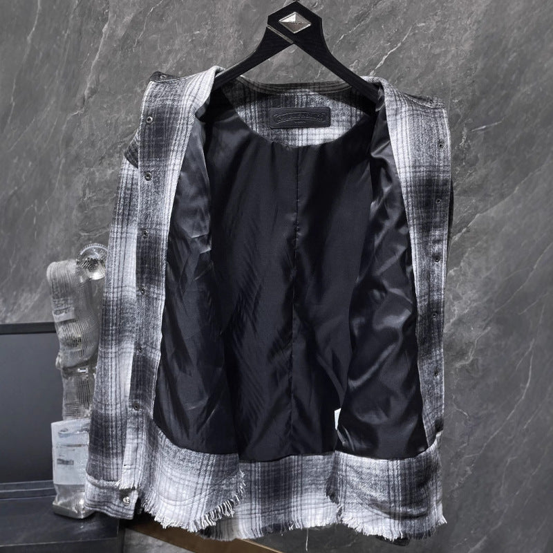 New Chrome Hearts Leather embroidered loose vintage long sleeve men's and women's wash plaid shirt