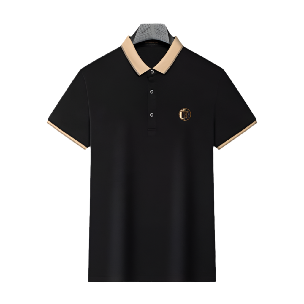 polo men's summer shirt with high touch lapel