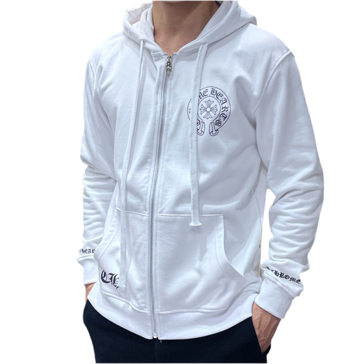 Chrome Hearts Black And white LOS ANGELES Zipper Hoodies