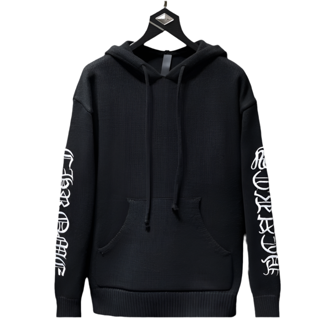 Chome Hearts wool loose knit long sleeve hooded sweater coat
