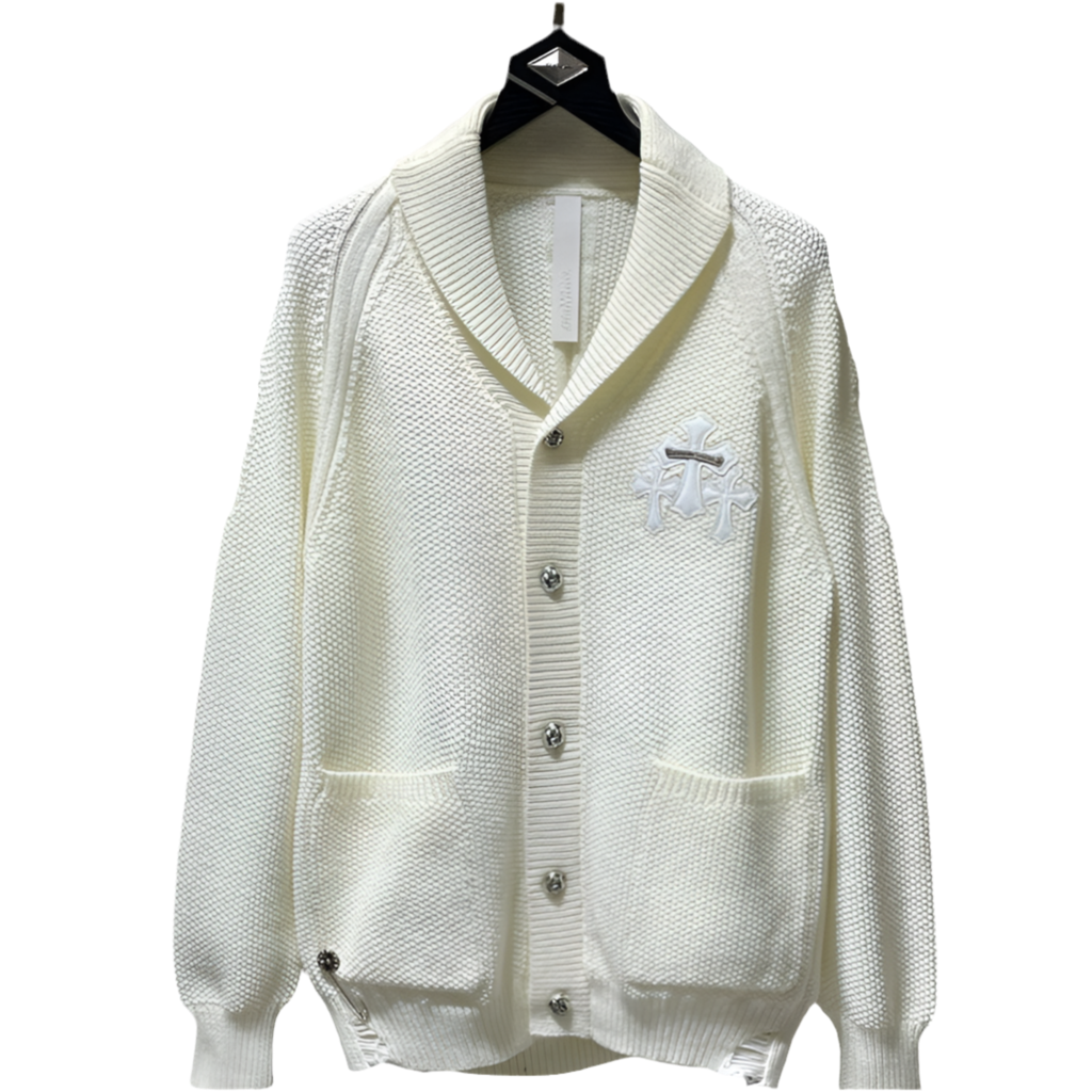 Chome Hearts wool loose knit long sleeve hooded sweater coat