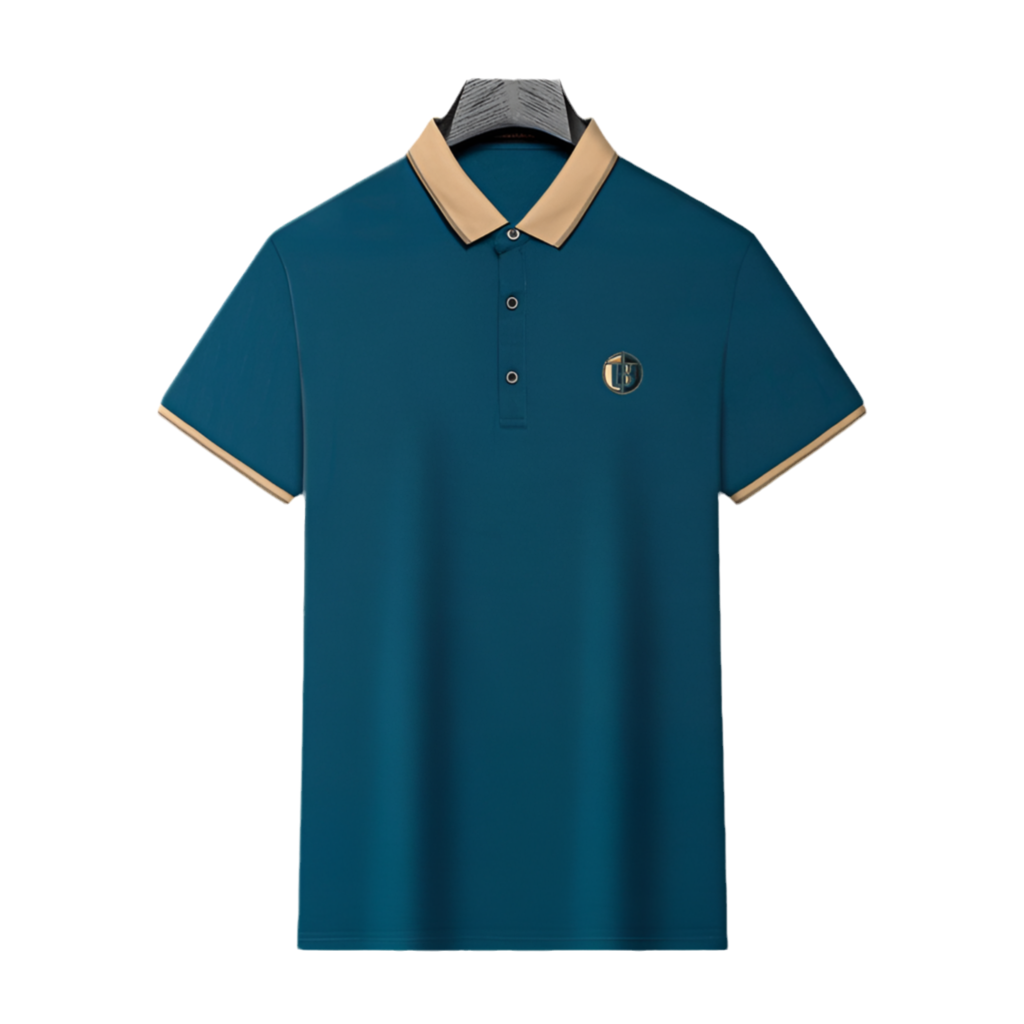 polo men's summer shirt with high touch lapel