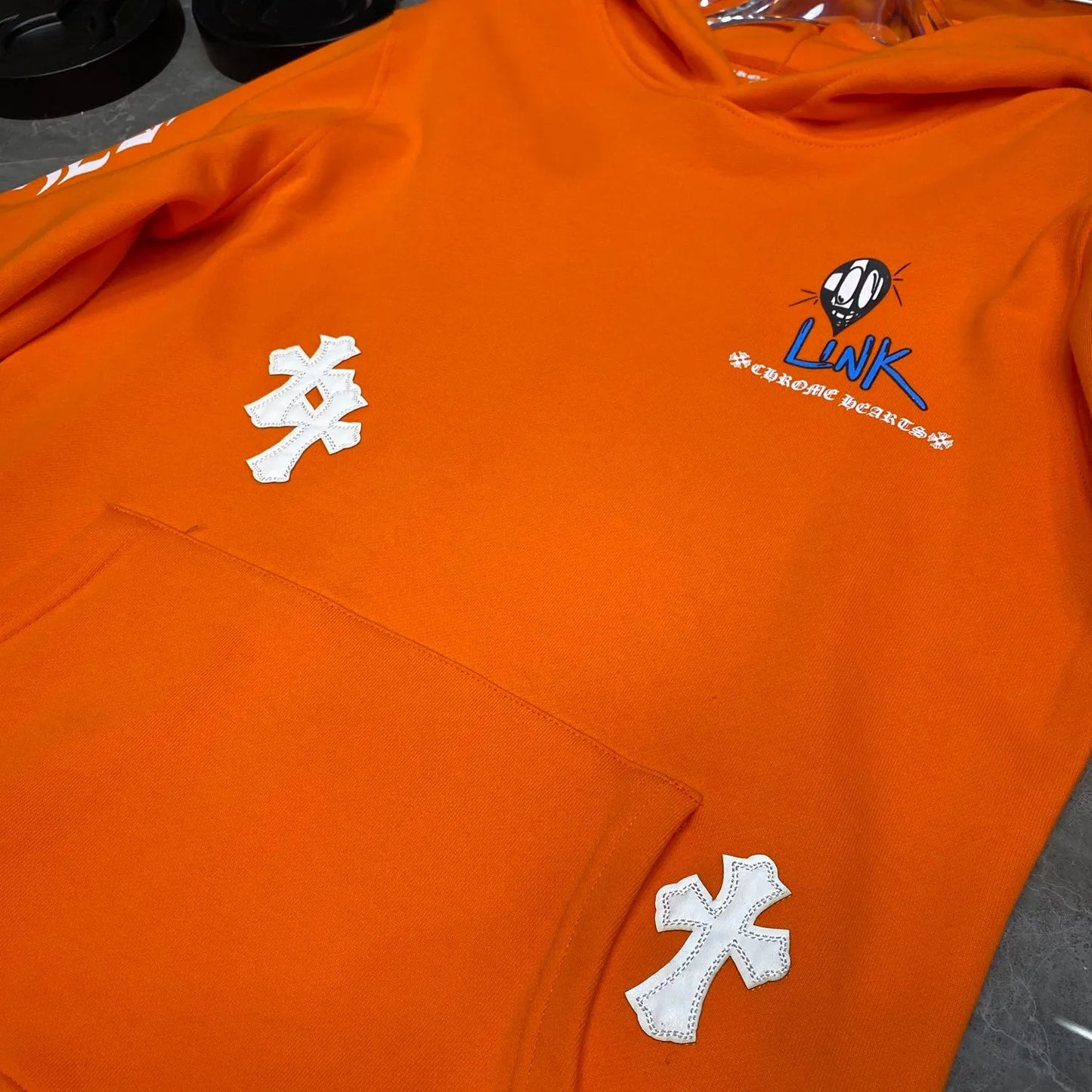 Chrome Hearts orange Build And Crash Hoodie