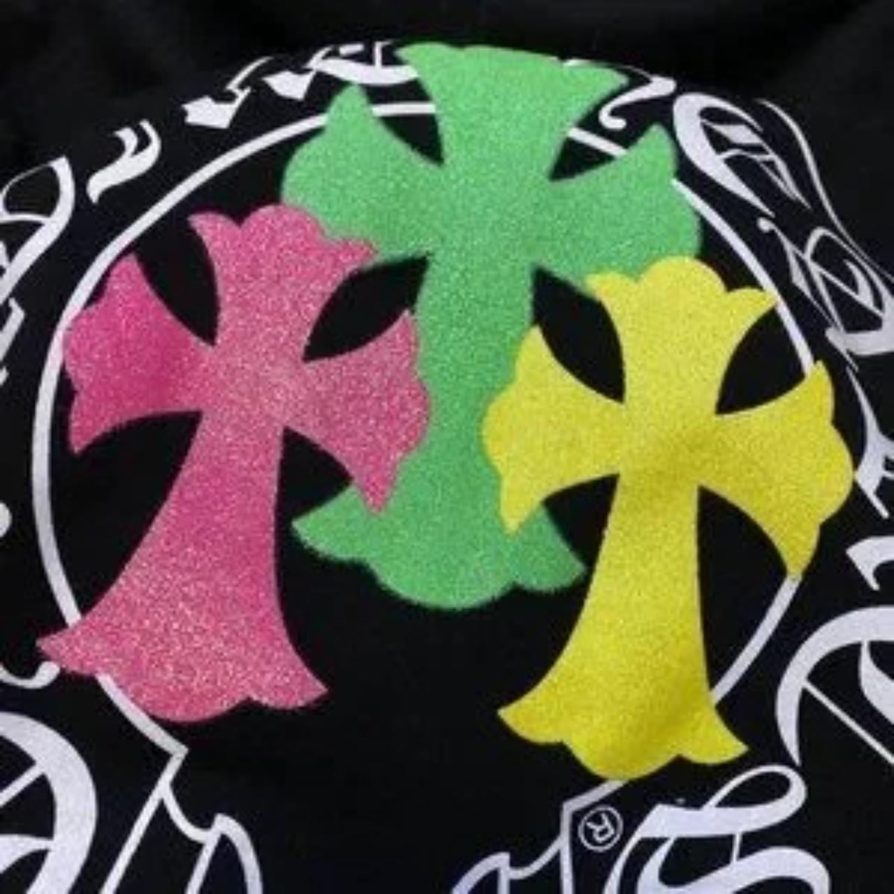 Chrome Hearts 3 Crosses White and Black Zipper Up Hoodie