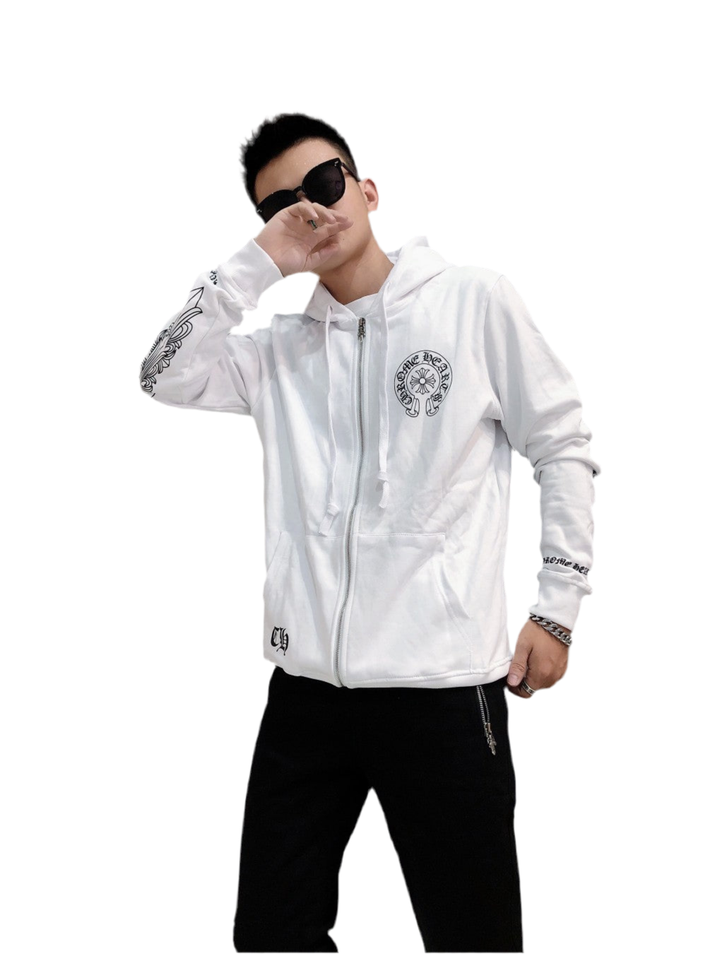 Chrome Hearts Black And white LOS ANGELES Zipper Hoodies