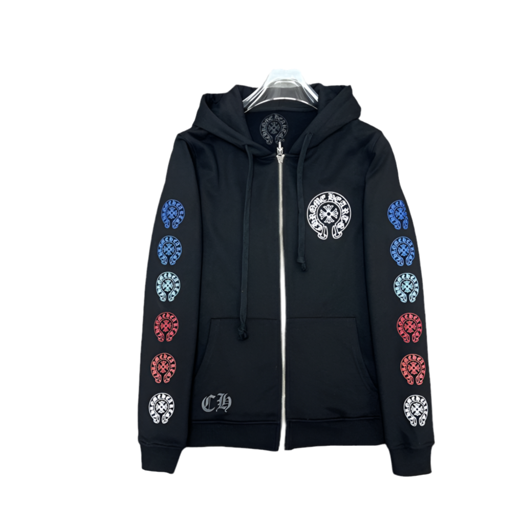 Chrome Hearts Branded White and Black Zipper hoodie