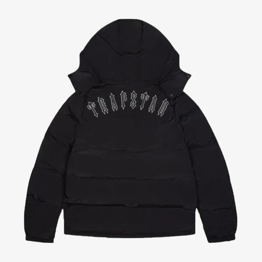 Red logo Trapstar Hooded puffer jacket