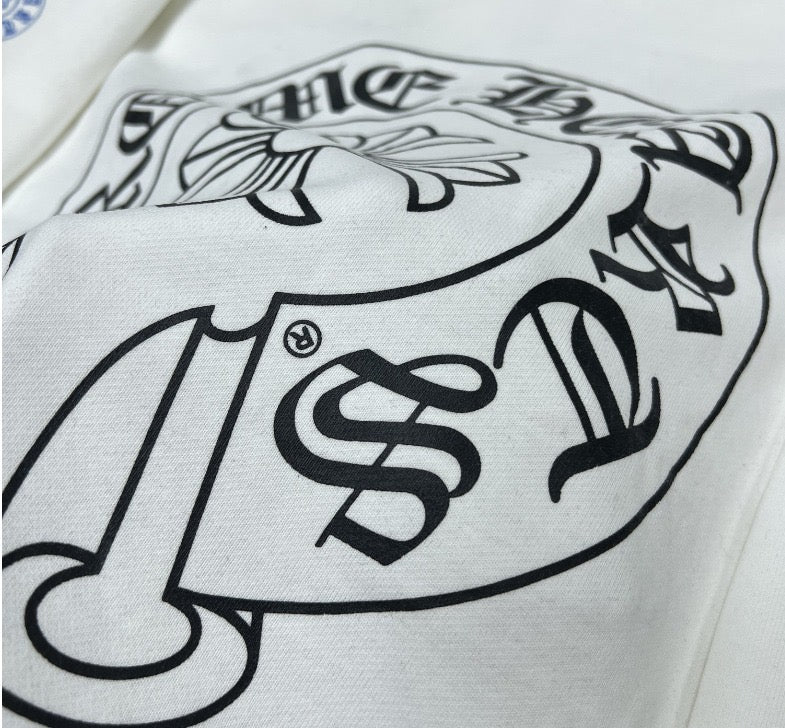 Chrome Hearts Branded White and Black Zipper hoodie