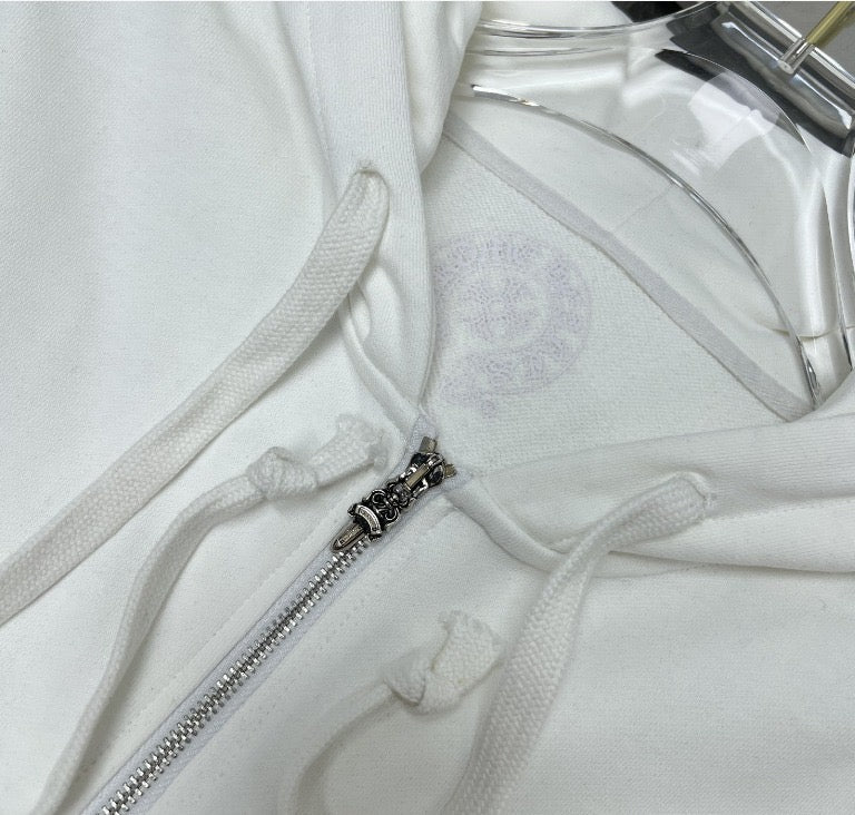 Chrome Hearts Branded White and Black Zipper hoodie
