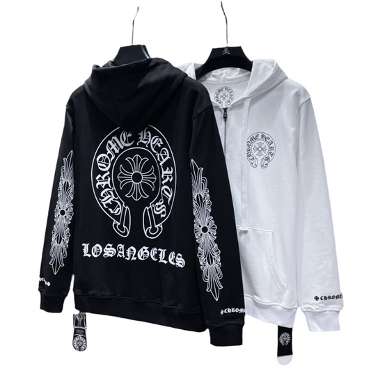 Chrome Hearts Black And white LOS ANGELES Zipper Hoodies