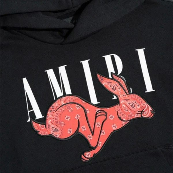 AMIRI  Red Rabbit Black Pull Over Hoodie