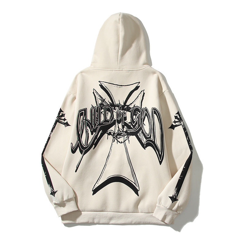 American high street hoodie  Graffiti letter star hoodie