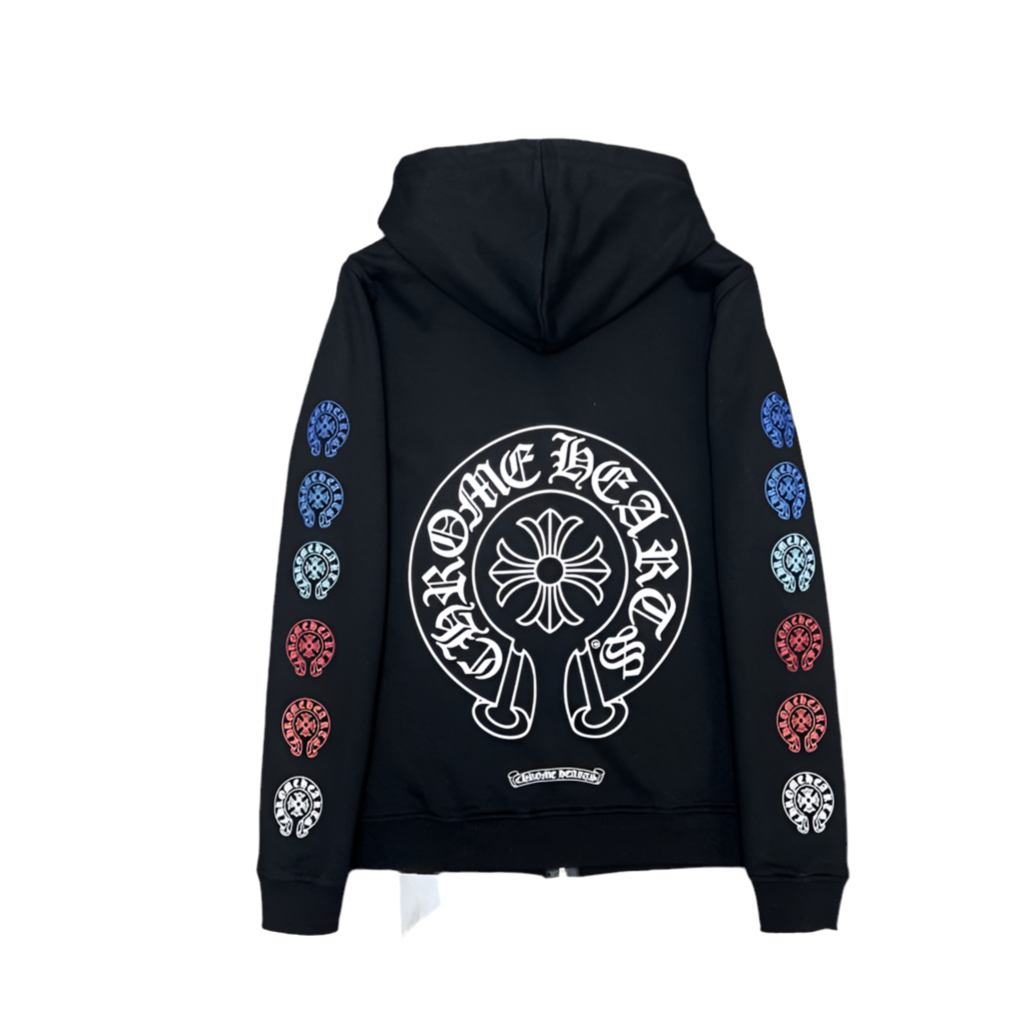 Chrome Hearts Branded White and Black Zipper hoodie