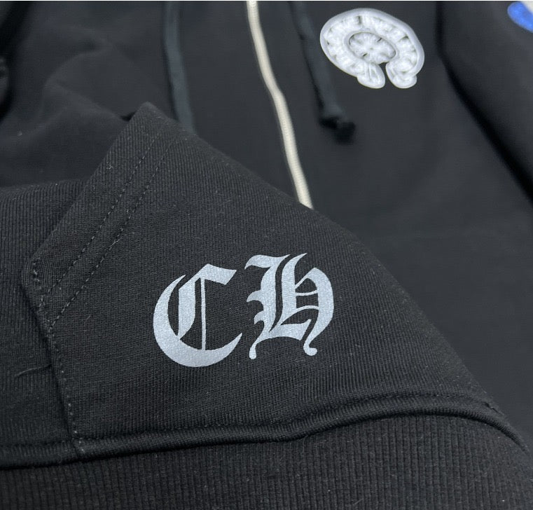 Chrome Hearts Branded White and Black Zipper hoodie