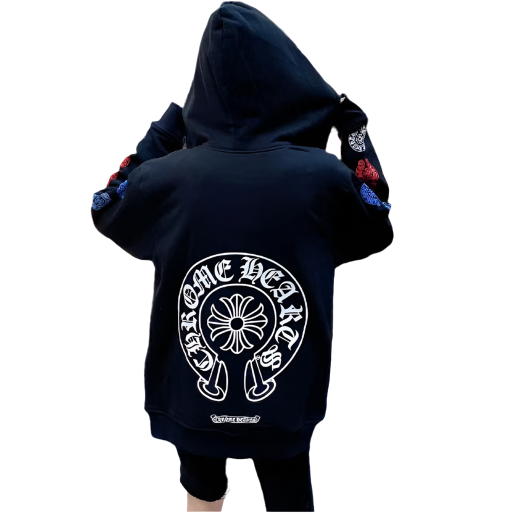 Chrome Hearts Branded White and Black Zipper hoodie