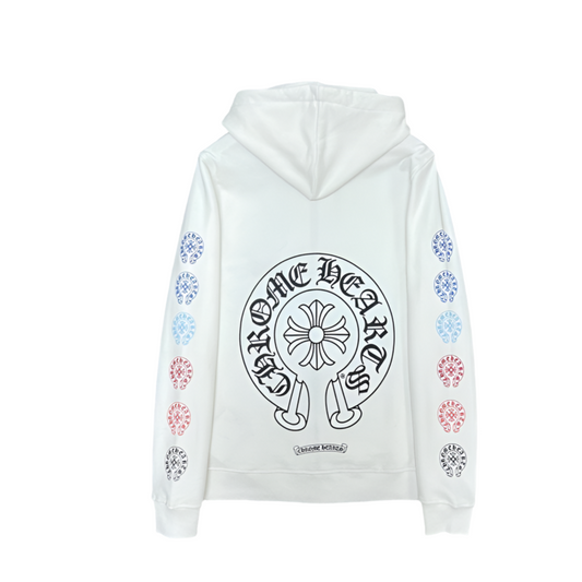 Chrome Hearts Branded White and Black Zipper hoodie