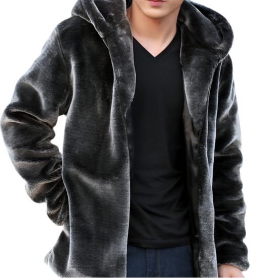 New Branded Unisex Black And Gray Fur Coat for Both men and Women