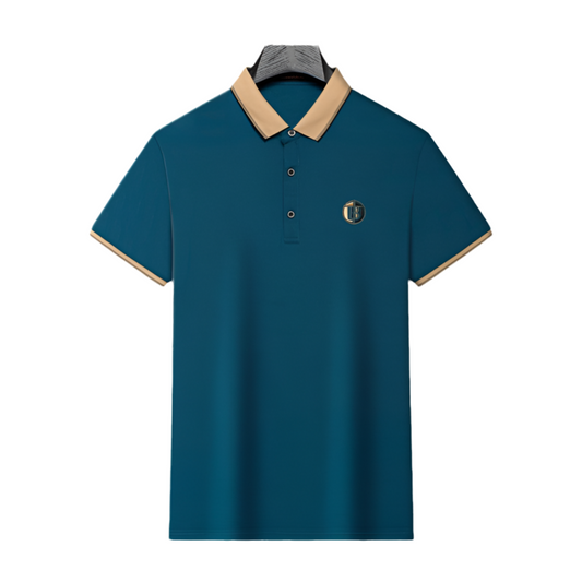 polo men's summer shirt with high touch lapel