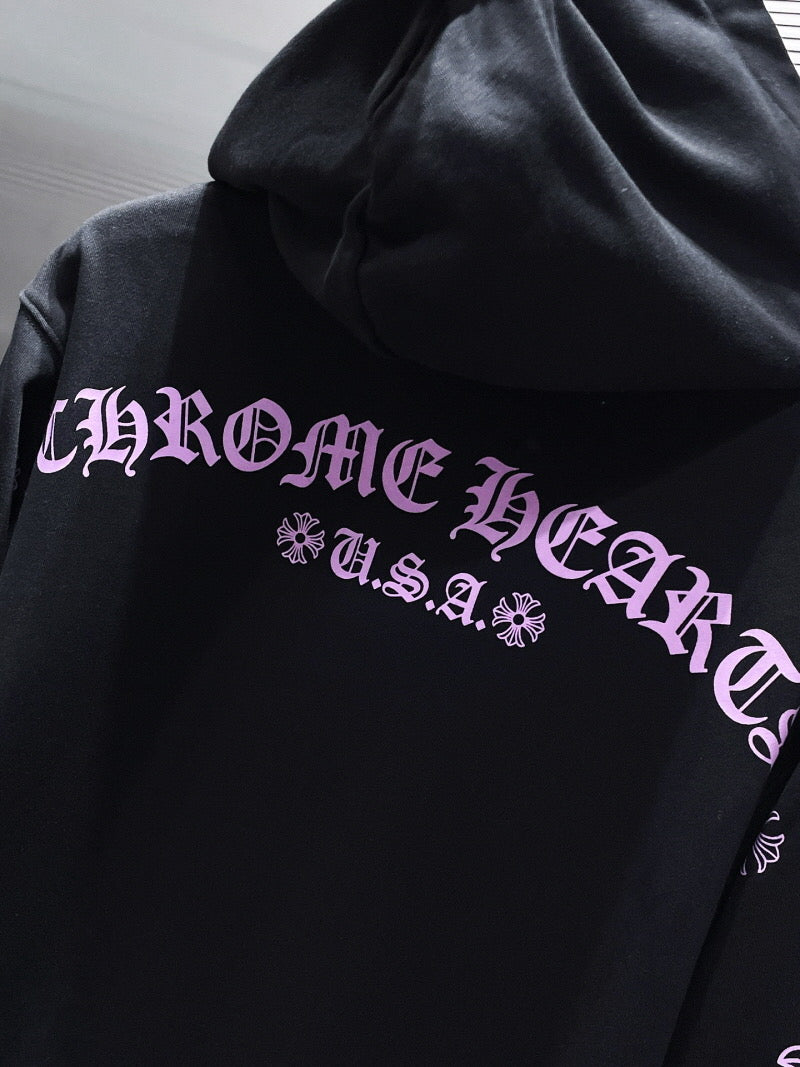 Chrome hearts USA black and purple floral design Hoodie