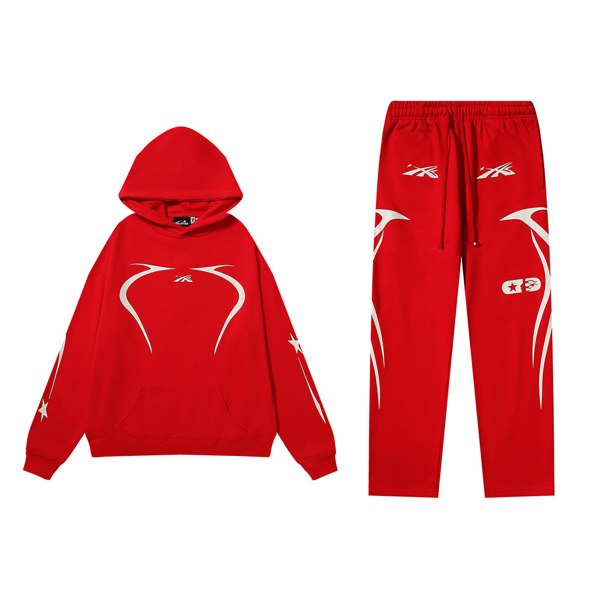 Hell Star Red Modern Tracksuit Hoodie and Pants