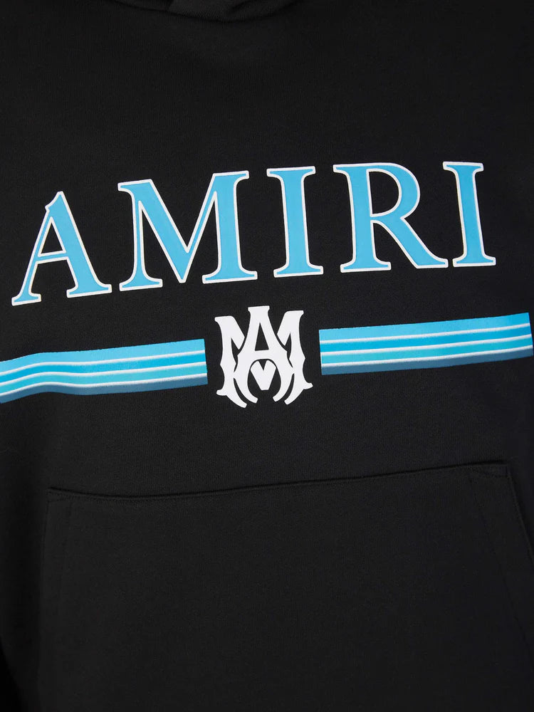 AMIRI Blue LOGO Black Pullover Hoodie